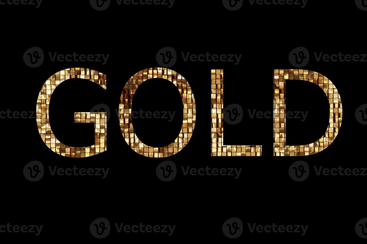 The word gold on a black background. photo