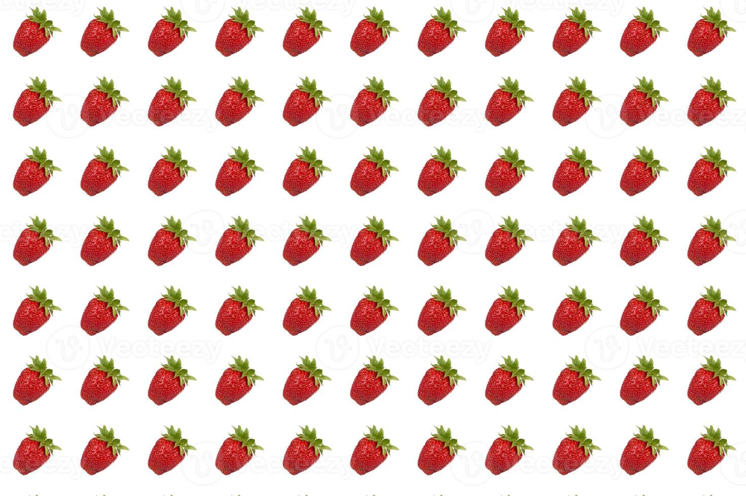 Seamless ordered strawberry texture. Lots of sweet ripe strawberries on a white background photo