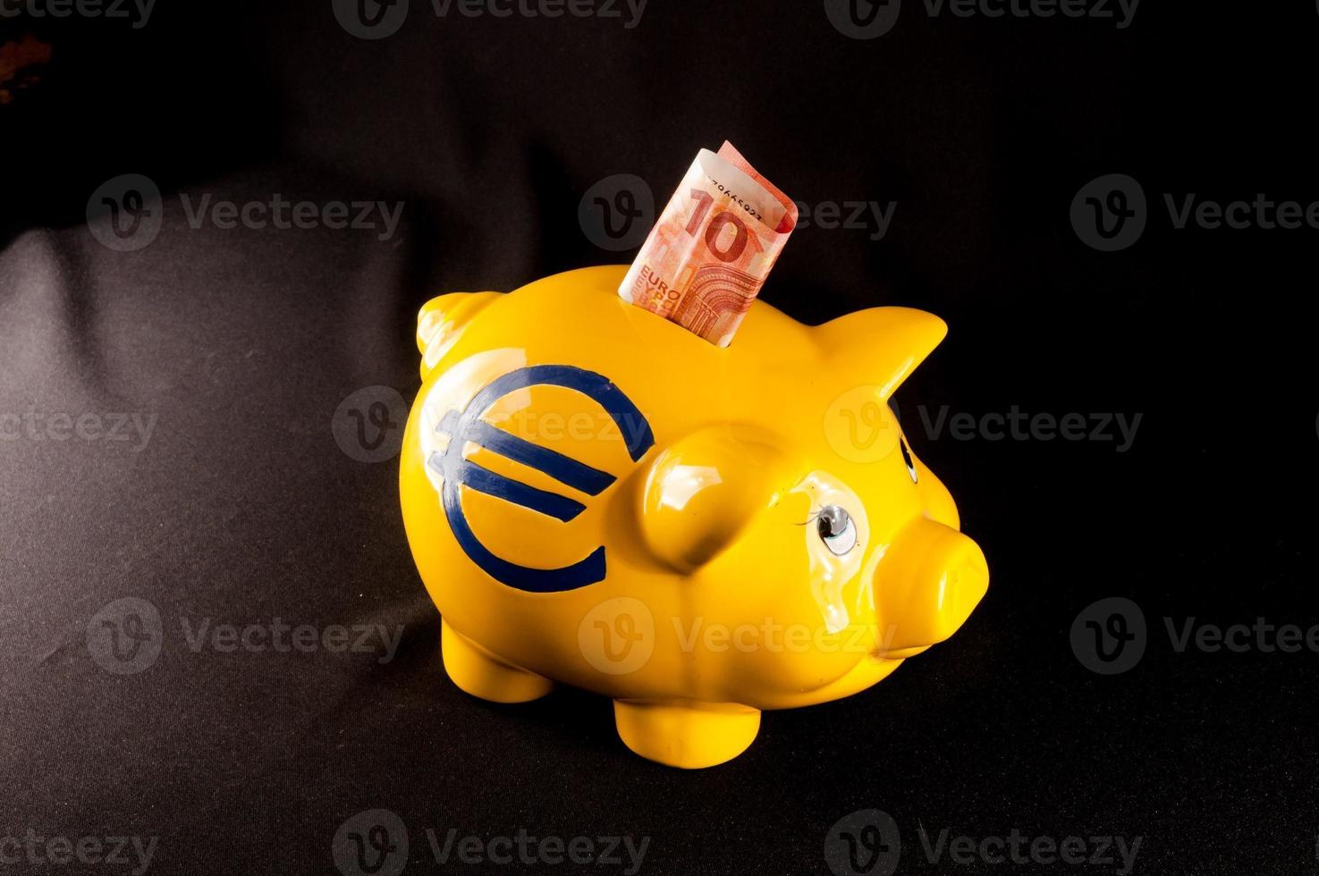 Yellow piggy bank photo