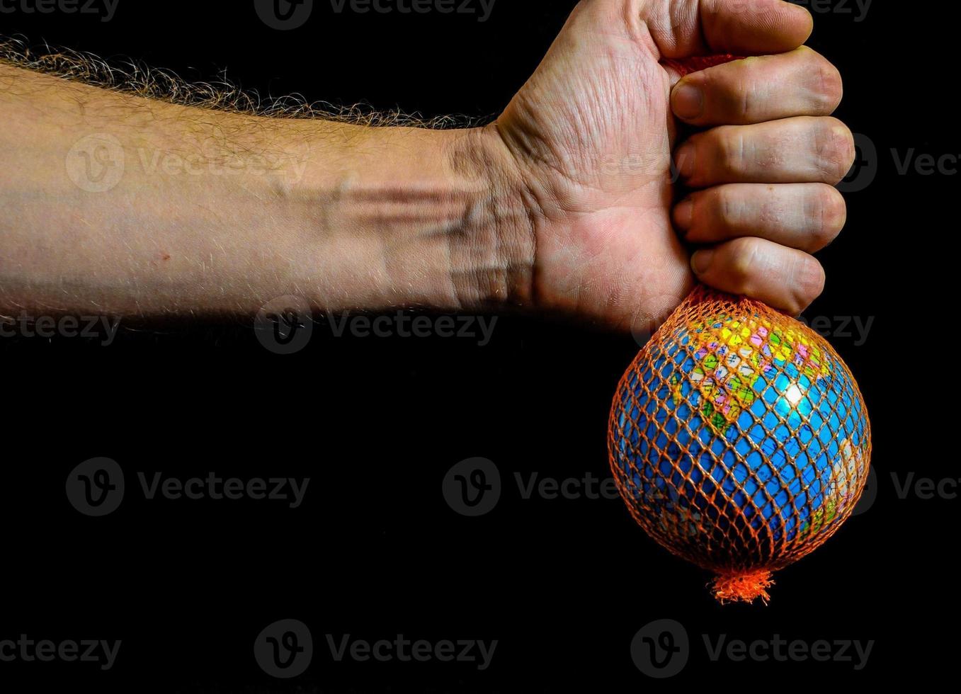 Globe in a net photo
