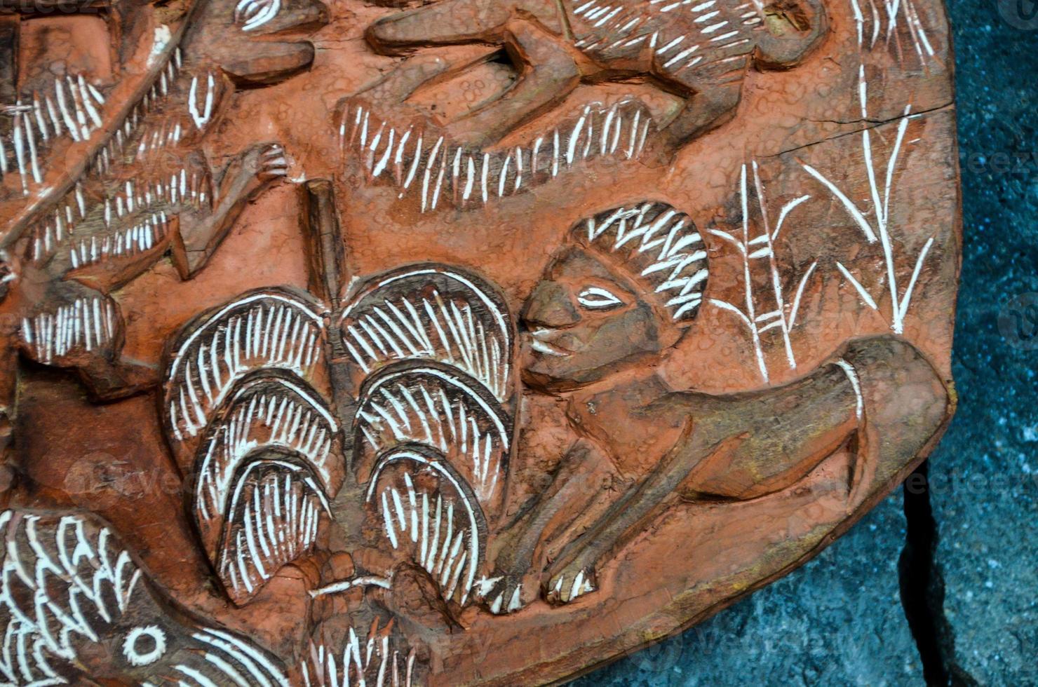 Intricate painted carving photo
