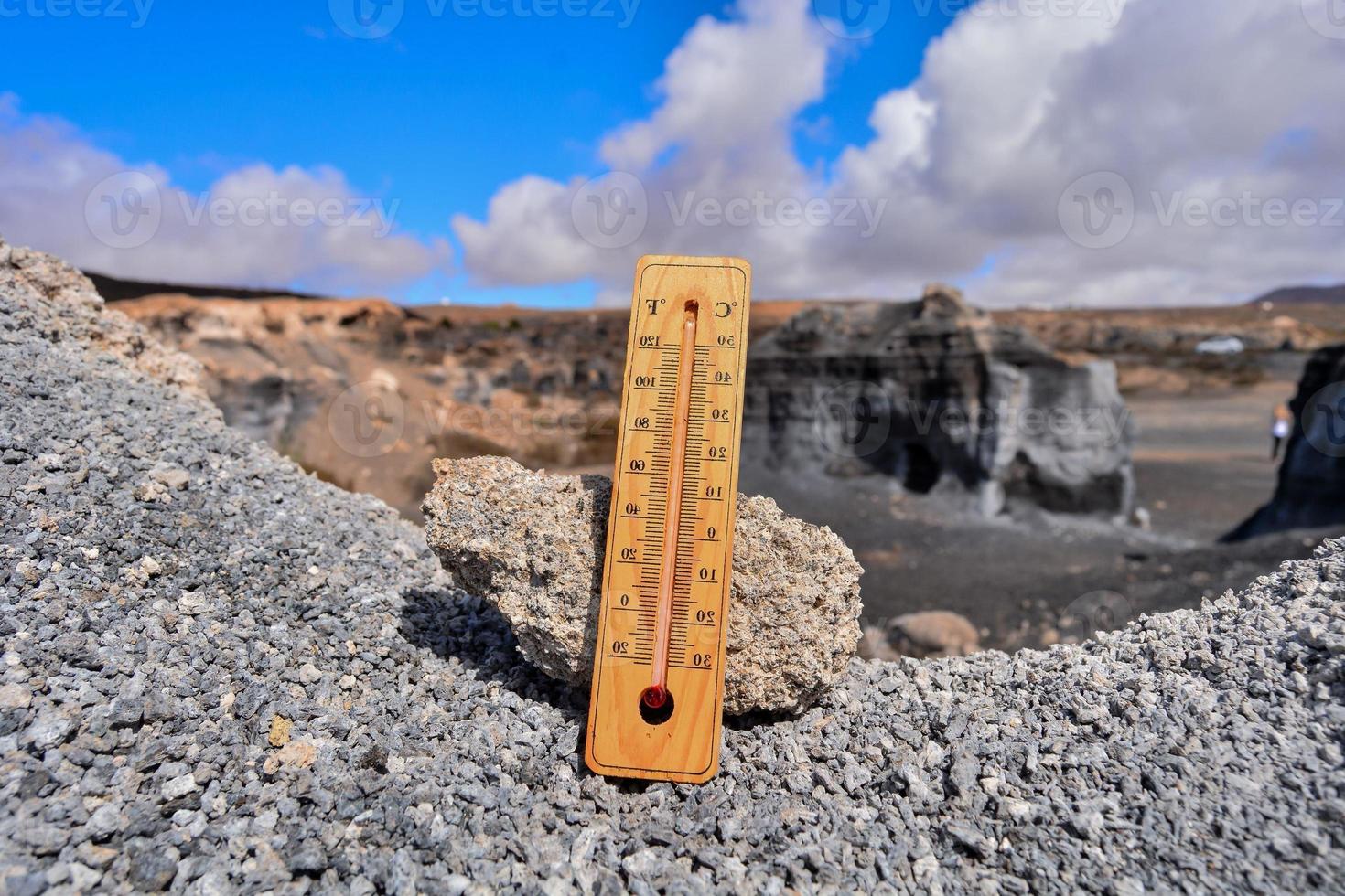 Thermometer on a rock photo