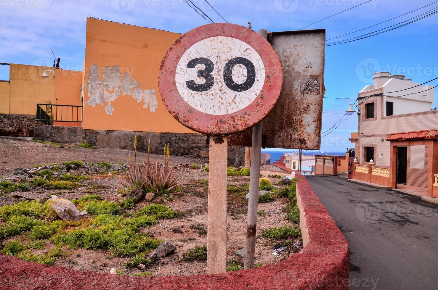 Old speed limit sign photo