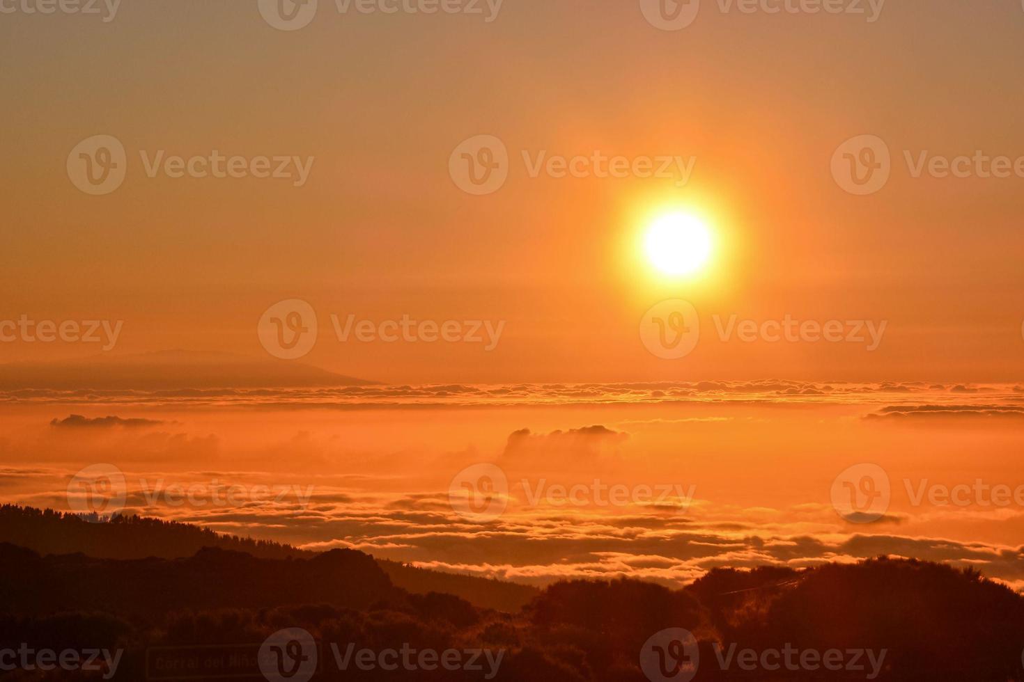 Sunset over the mountains photo