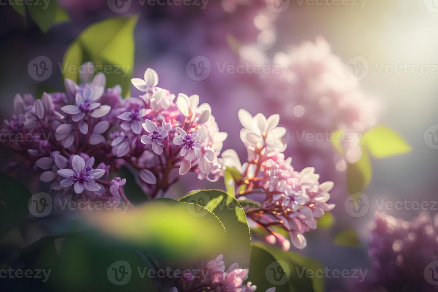 lila flores primavera florecer, soleado día ligero bokeh antecedentes foto