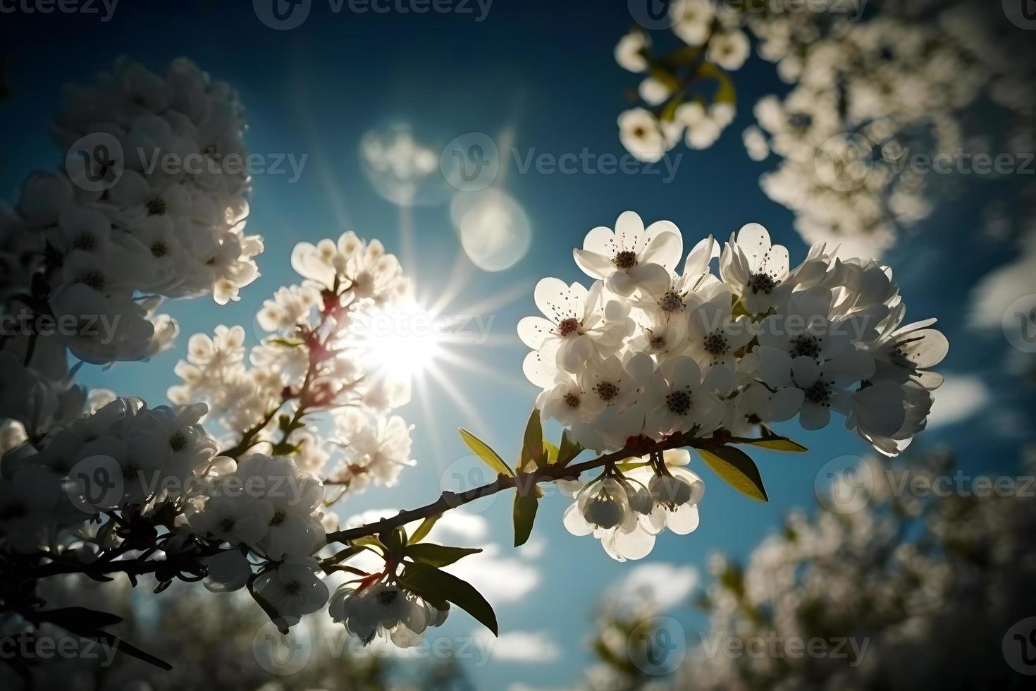 photos Spring Blooming - White Blossoms And Sunlight In The Sky, Photography