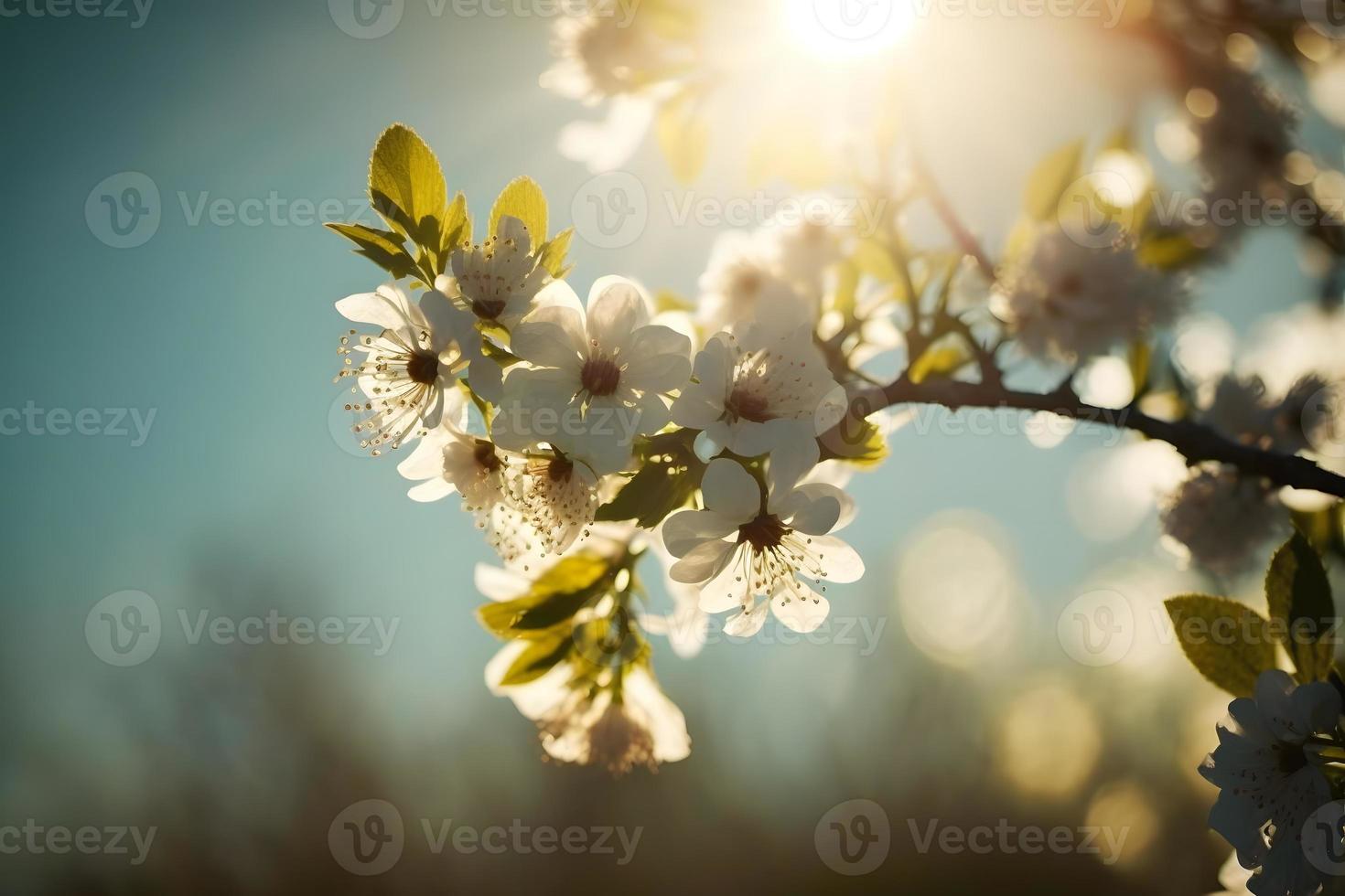 photos Spring Blooming - White Blossoms And Sunlight In The Sky, Photography