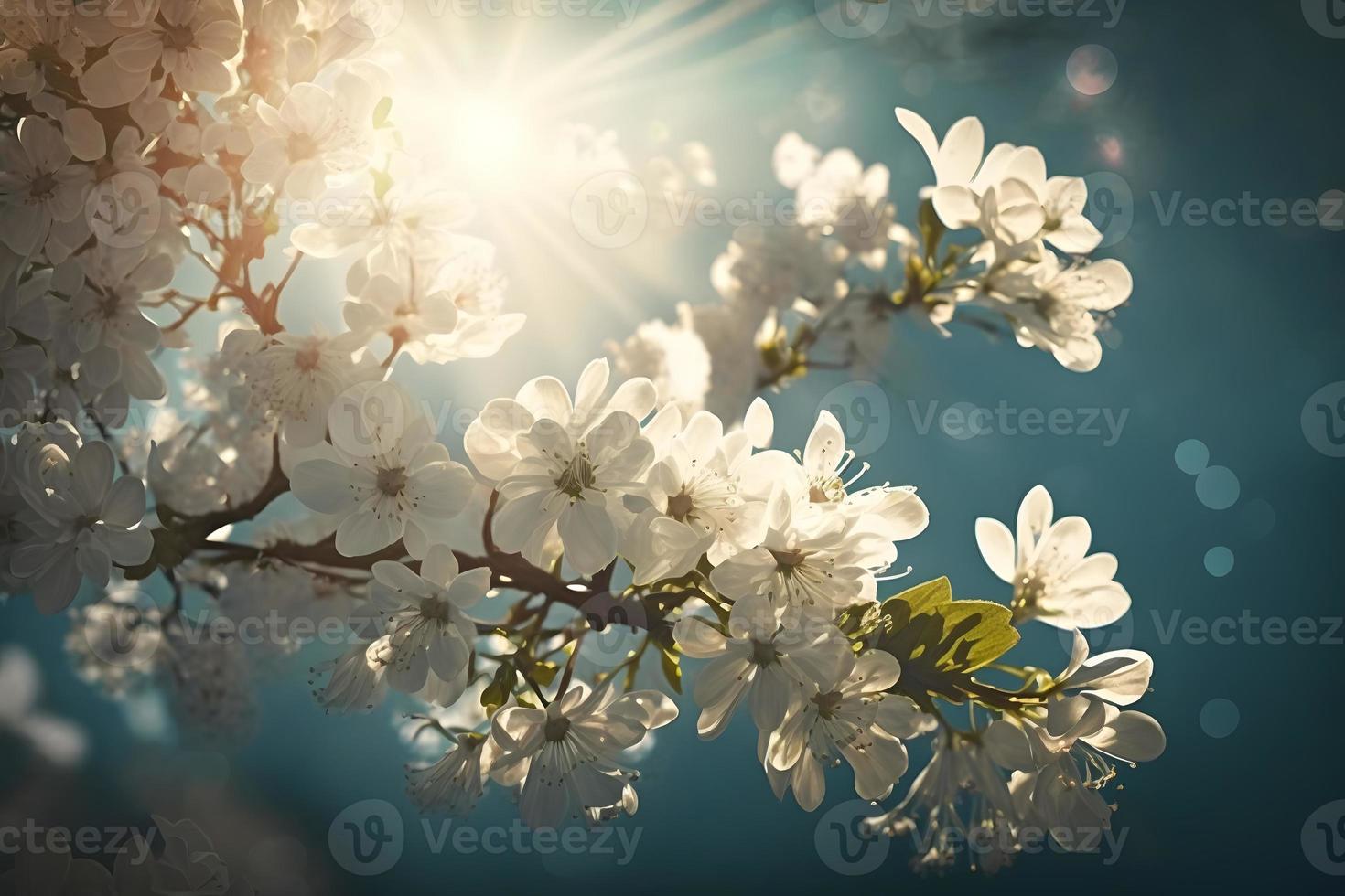 photos Spring Blooming - White Blossoms And Sunlight In The Sky, Photography