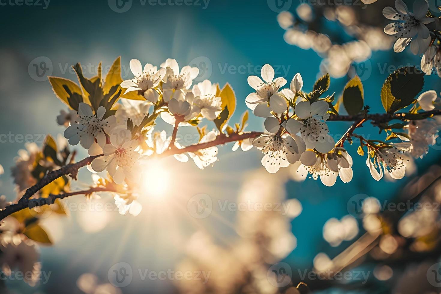 photos Spring Blooming - White Blossoms And Sunlight In The Sky, Photography