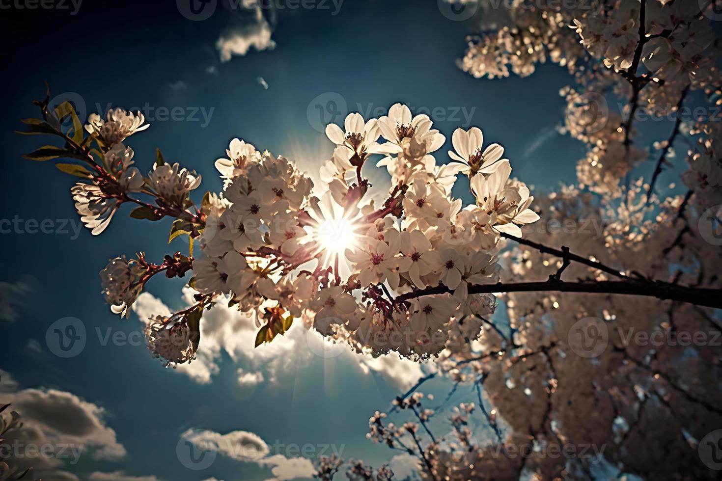 photos Spring Blooming - White Blossoms And Sunlight In The Sky, Photography
