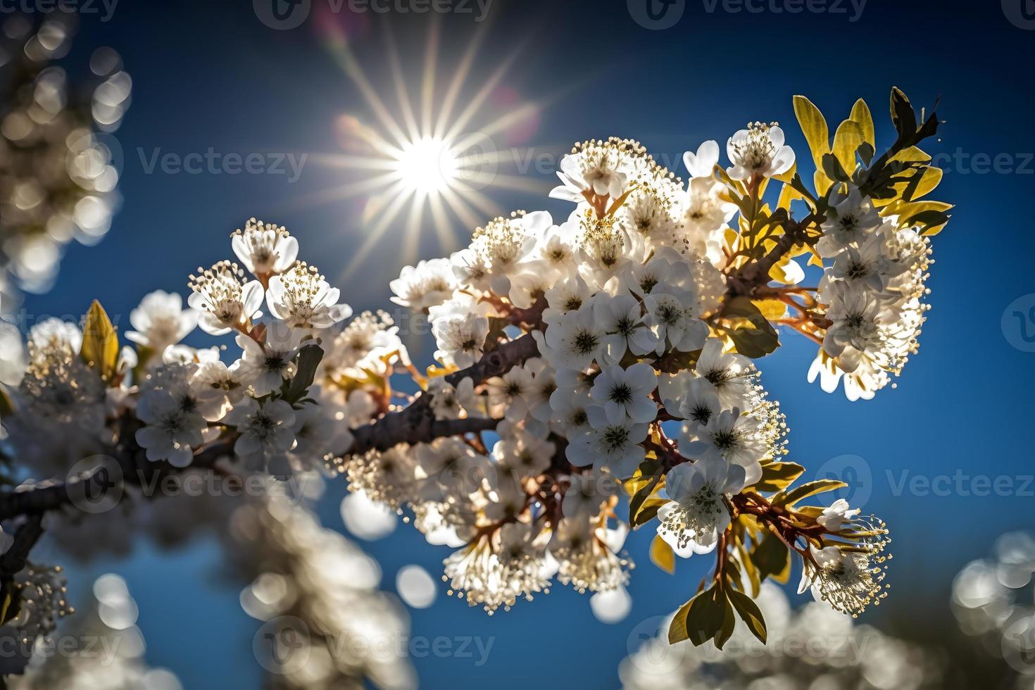 fotos primavera floreciente - blanco flores y luz de sol en el cielo, fotografía