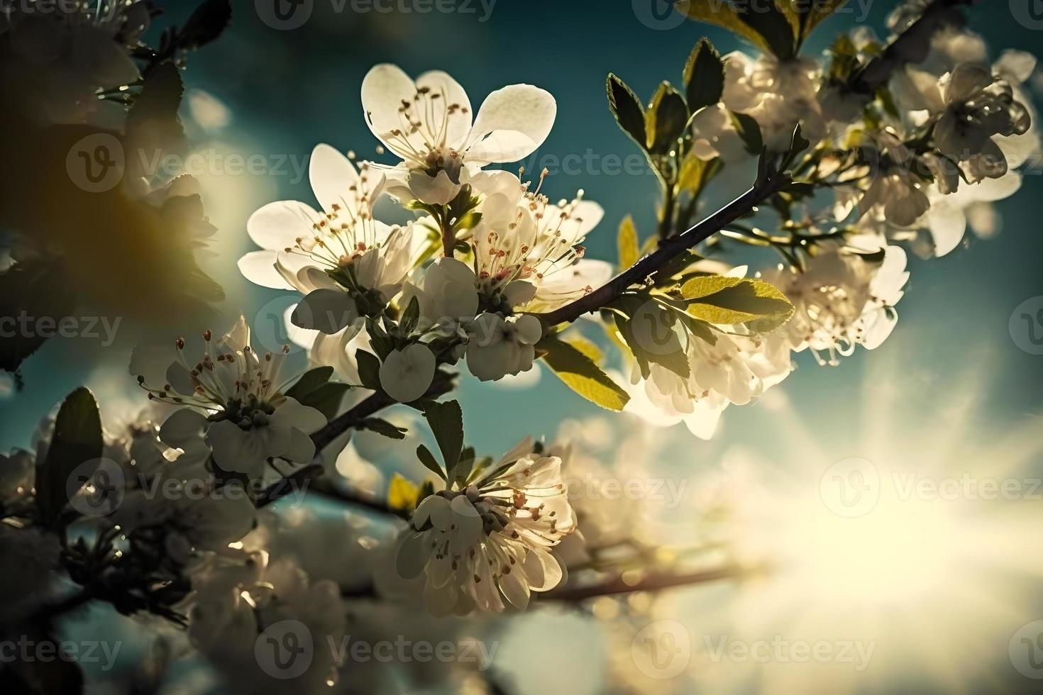 photos Spring Blooming - White Blossoms And Sunlight In The Sky, Photography