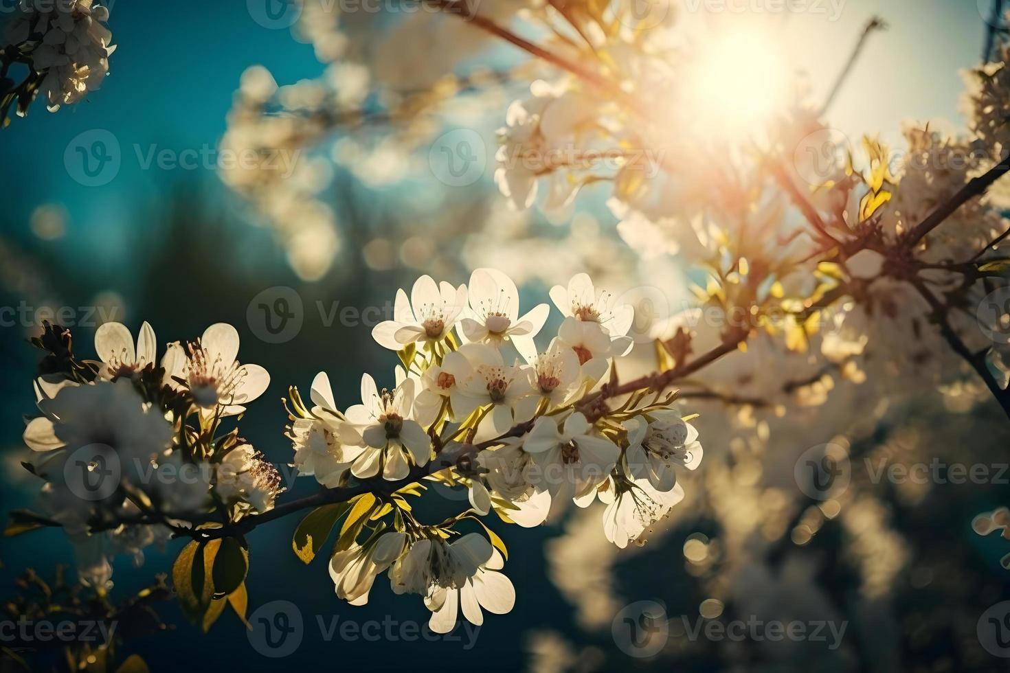 photos Spring Blooming - White Blossoms And Sunlight In The Sky, Photography