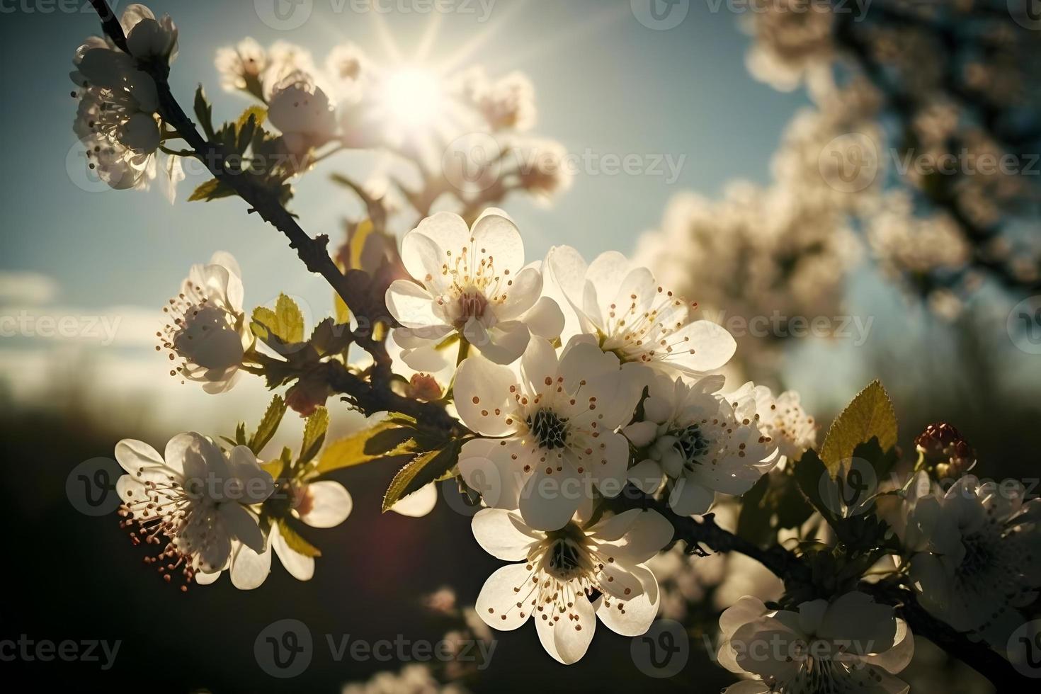 photos Spring Blooming - White Blossoms And Sunlight In The Sky, Photography