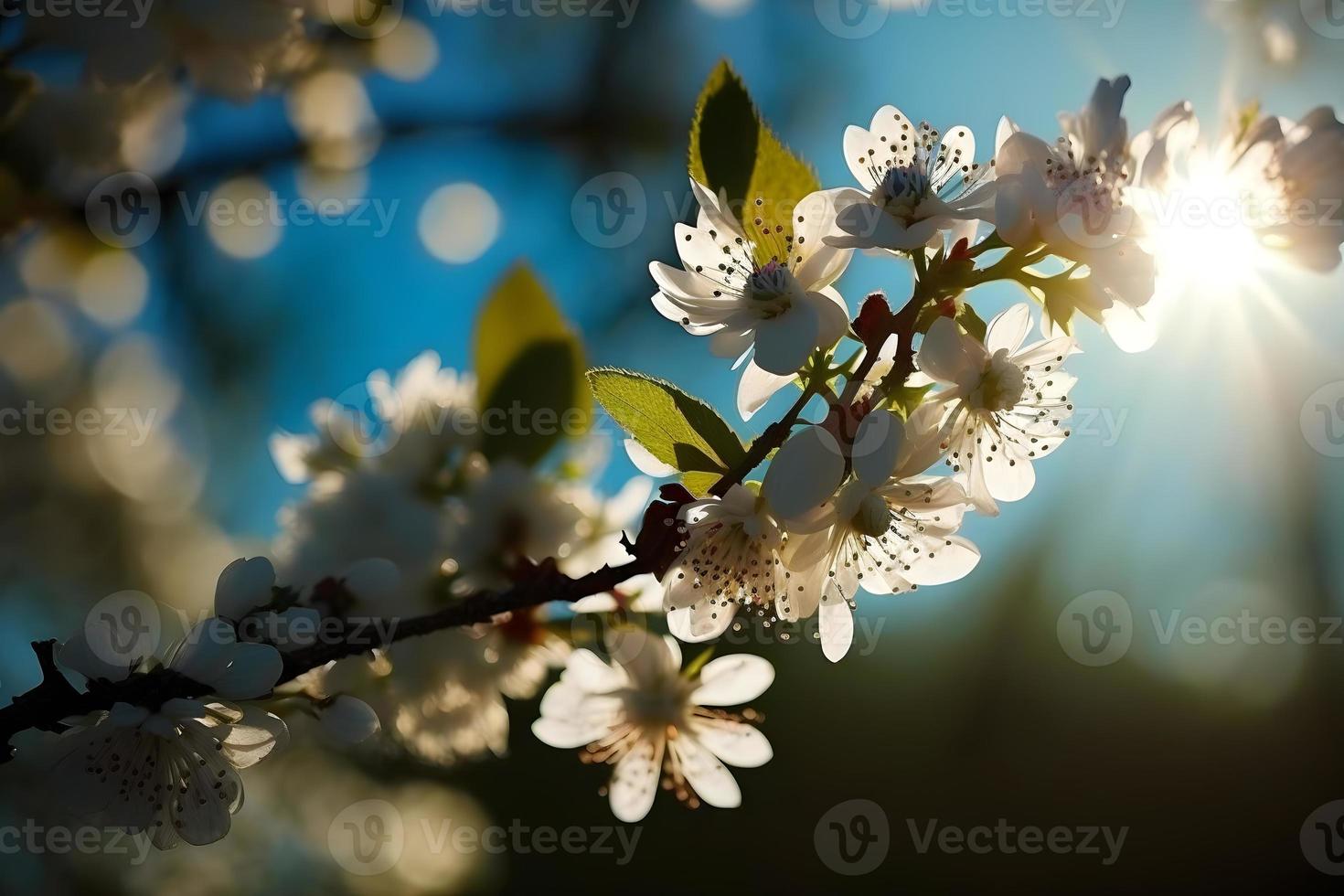 photos Spring Blooming - White Blossoms And Sunlight In The Sky, Photography