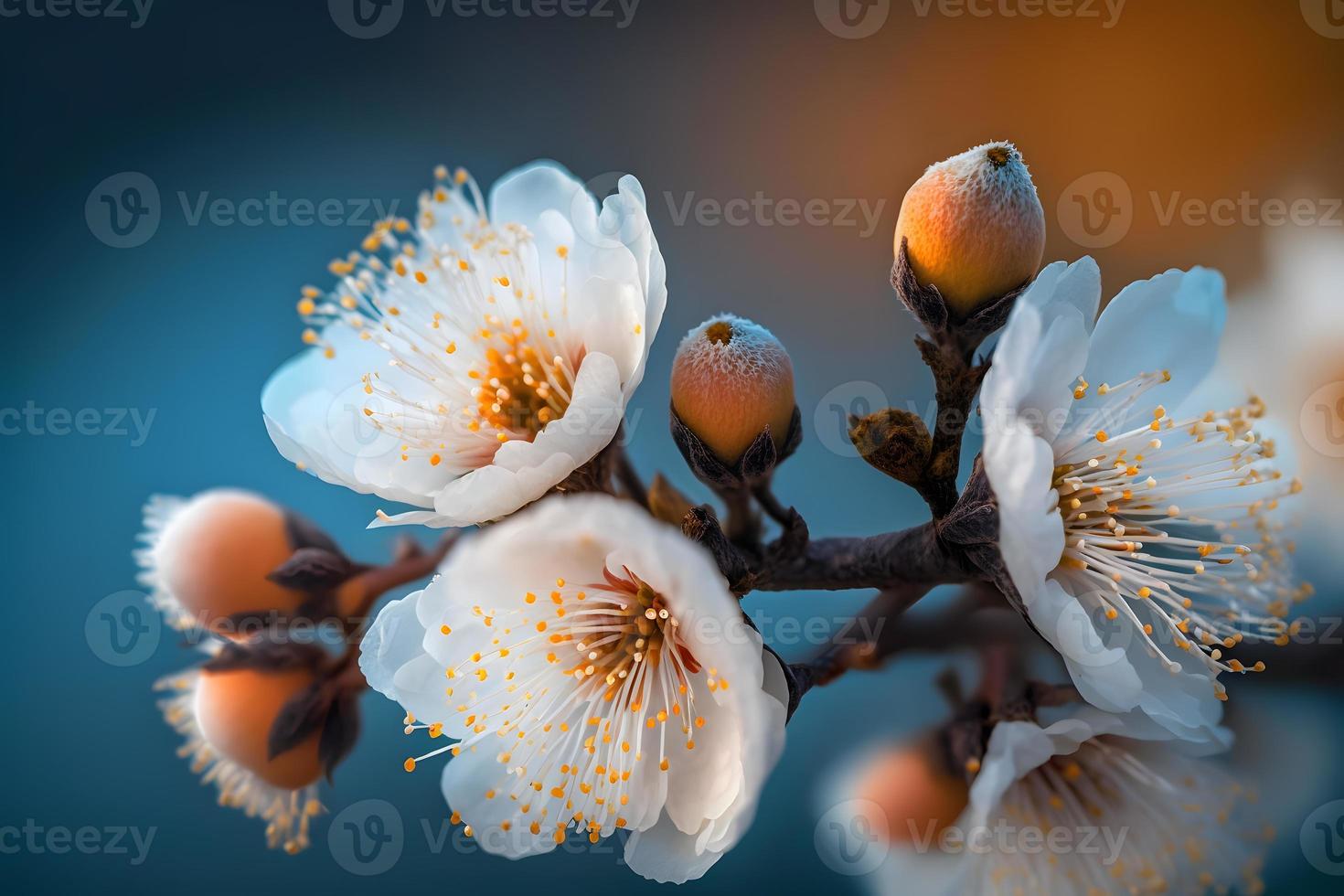 Photos Beautiful floral spring abstract background of nature. Branches of blossoming apricot macro with soft focus on gentle light blue sky background