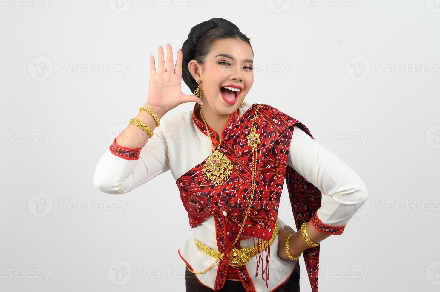 Portrait of Beautiful Thai Woman in Traditional Clothing standing Posing photo