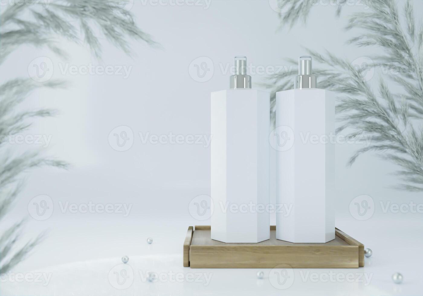 A mock up of realistic White blank cosmetic tube isolated on natural background, 3d rendering , 3D illustration photo