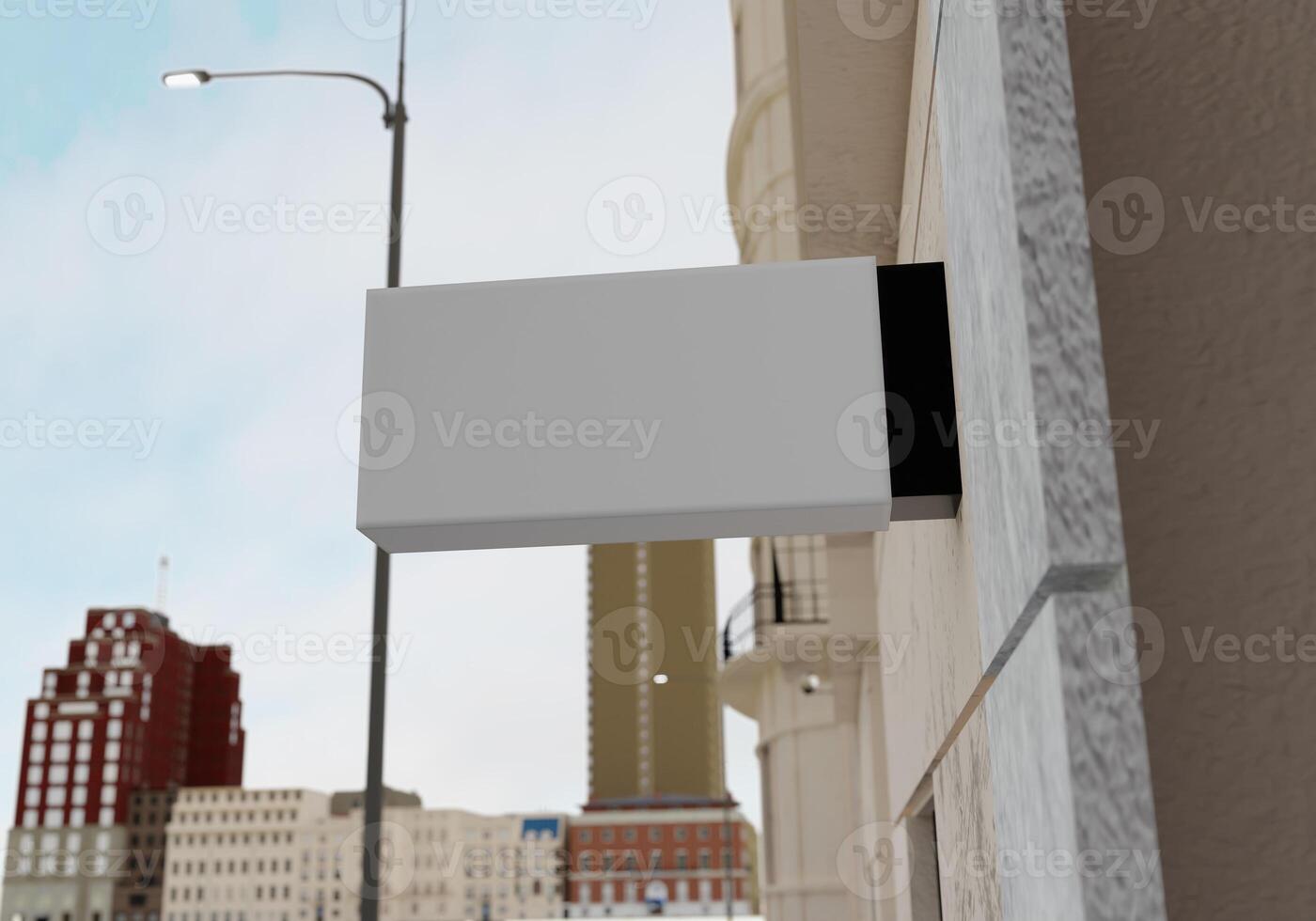3D mockup blank billboard in downtown rendering photo
