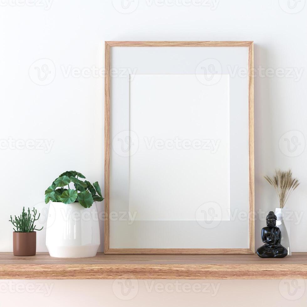 3D interior design minimal decorate with mockup photo frame