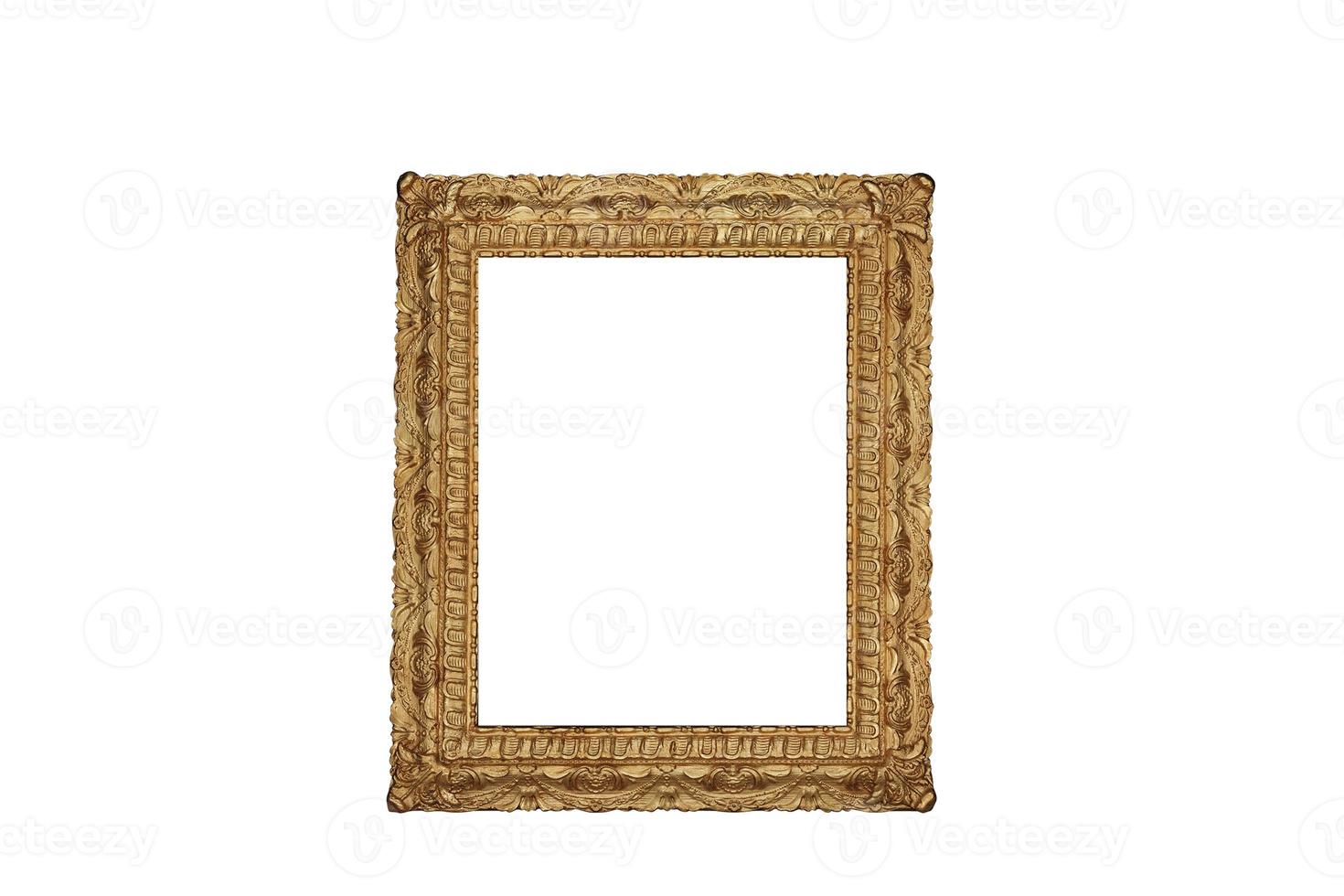 338 Golden portrait picture frame isolated on a transparent background photo
