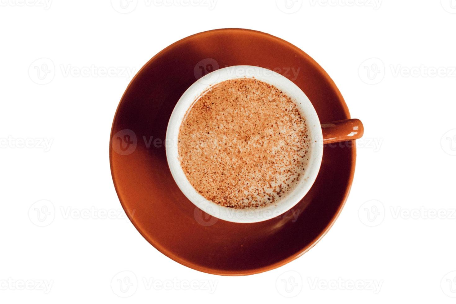 956 Red plate and cup with coffee isolated on a transparent background photo