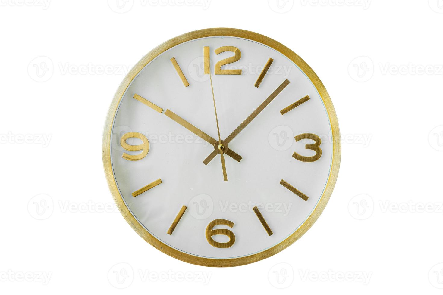 1169 Golden wall clock isolated on a transparent background photo