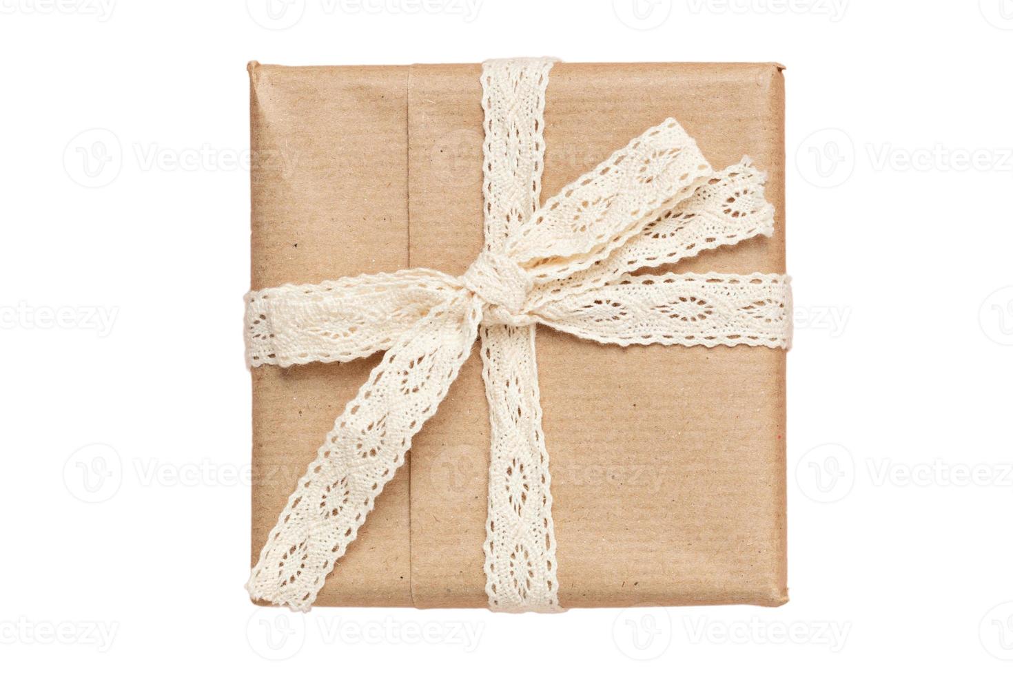 6505 Beige gift box isolated on a transparent background photo