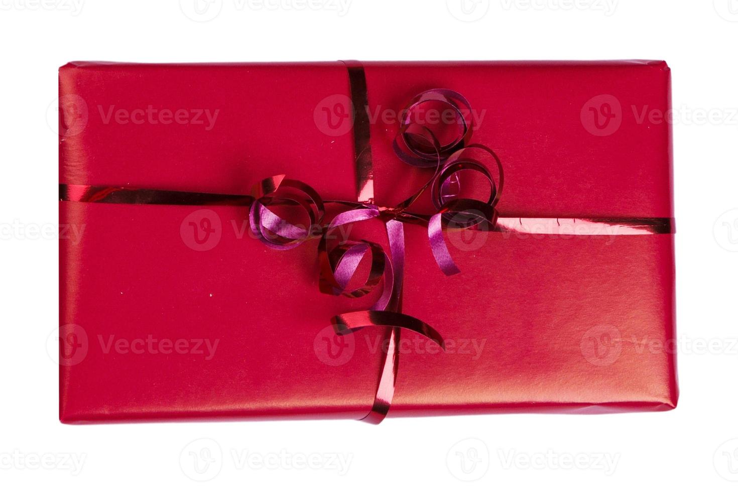 6490 Red christmas gift box isolated on a transparent background photo