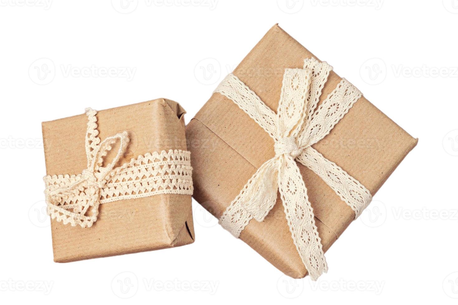 6843 Beige gift boxes isolated on a transparent background photo