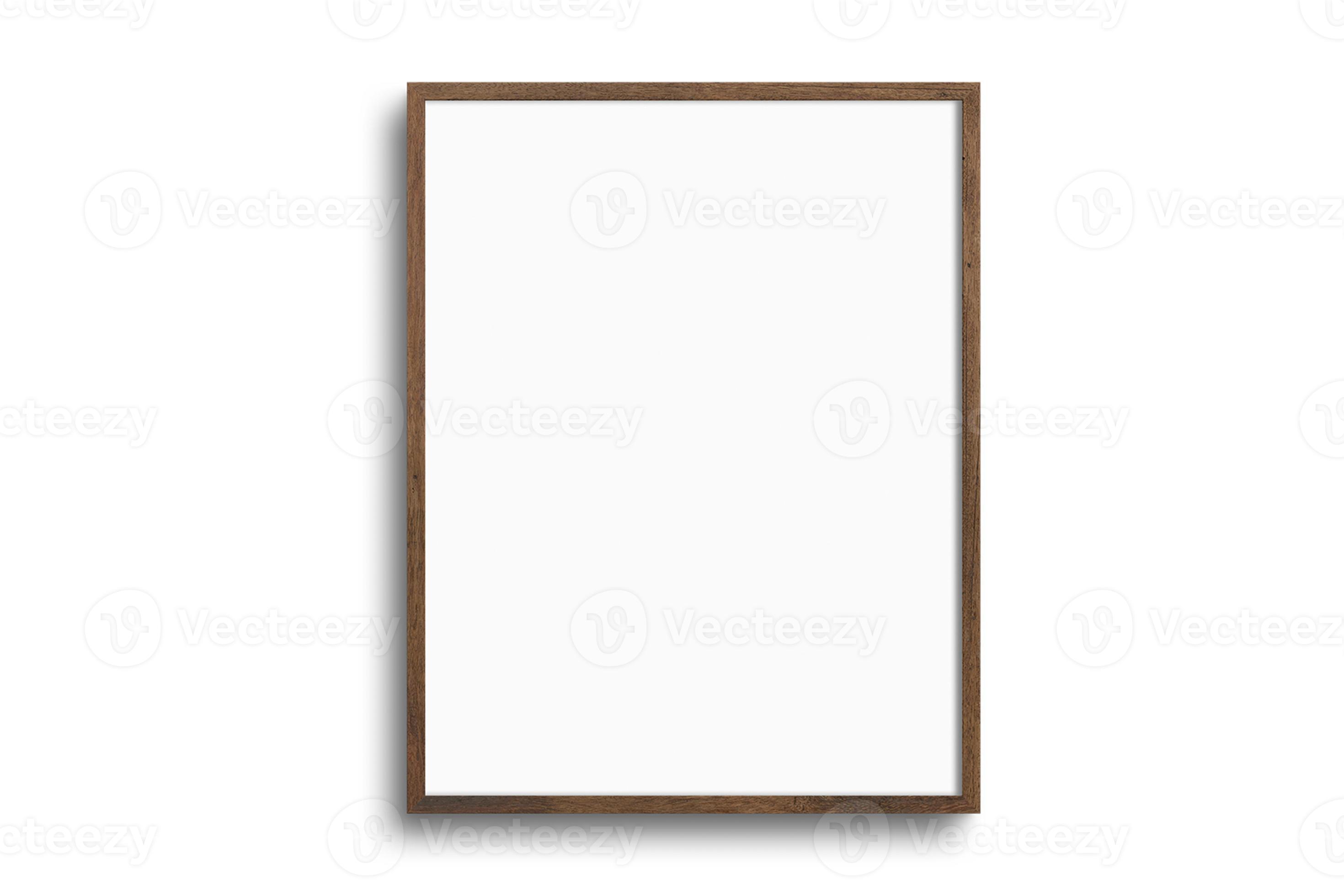 128 Brown portrait picture frame mockup isolated on a transparent