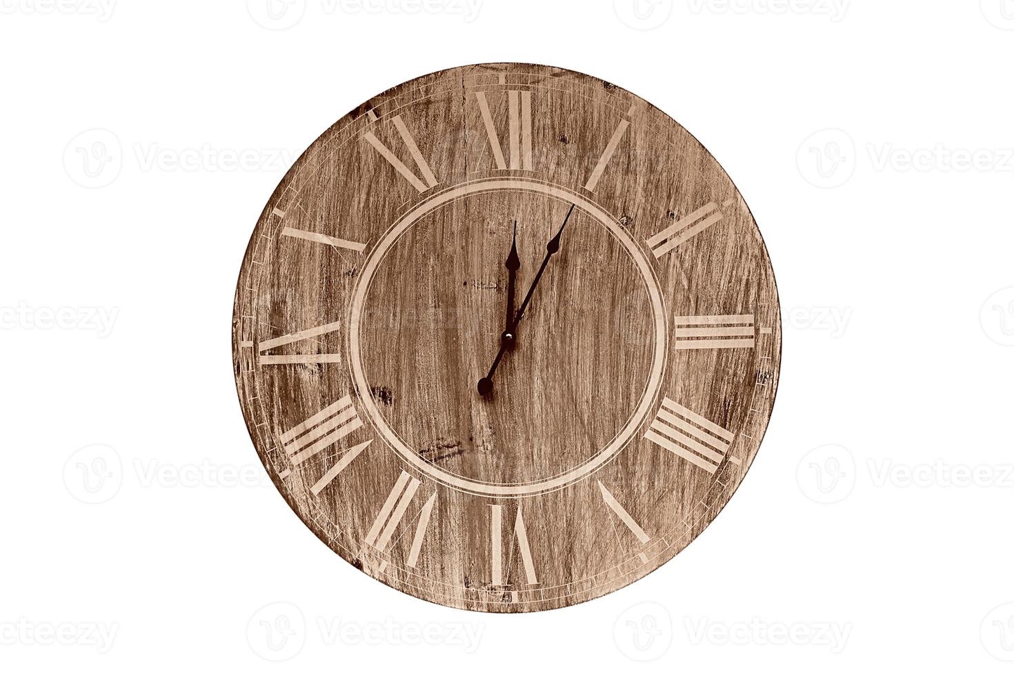 168 Wooden brown clock isolated on a transparent background photo