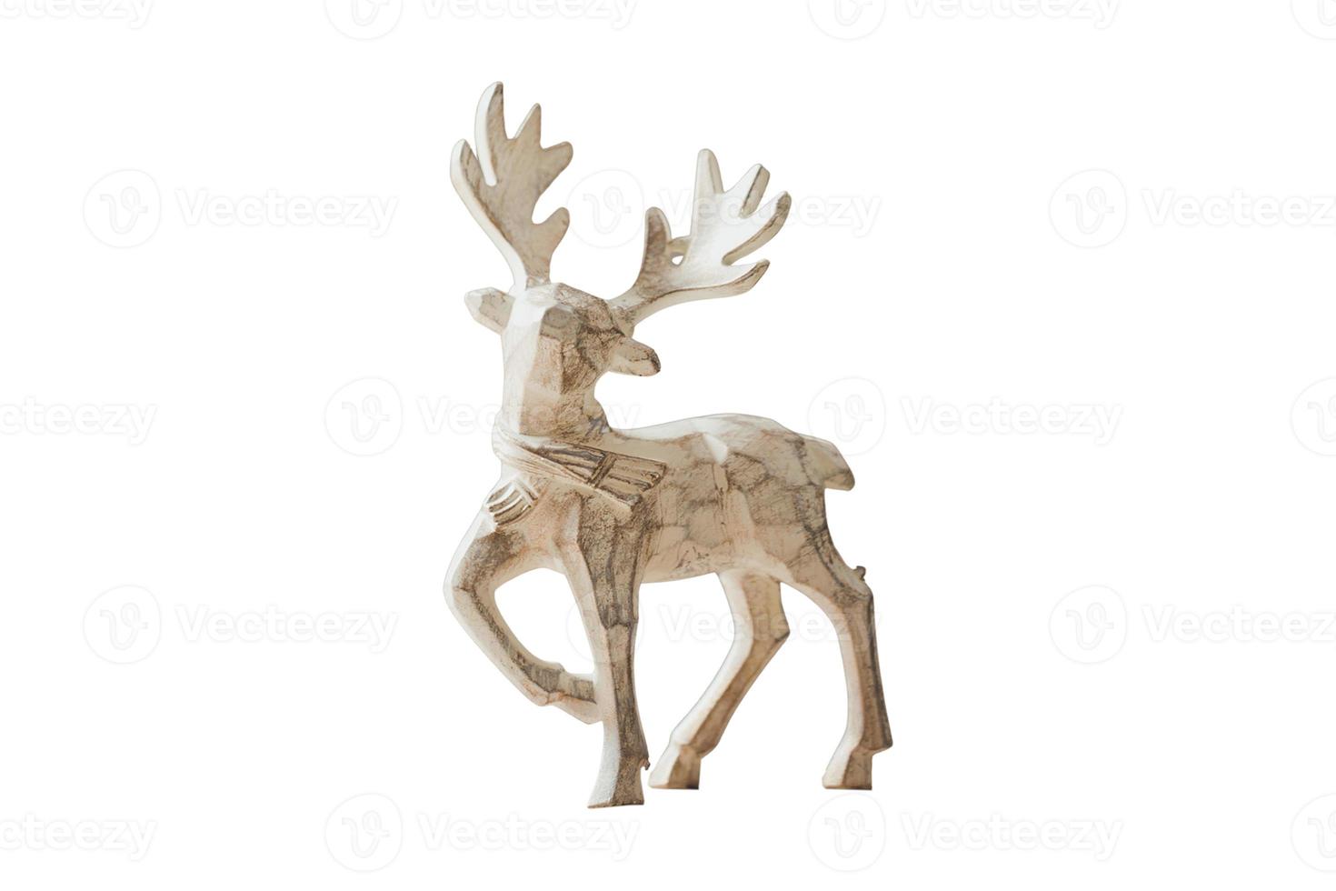 671 Beige wooden reindeer isolated on a transparent background photo