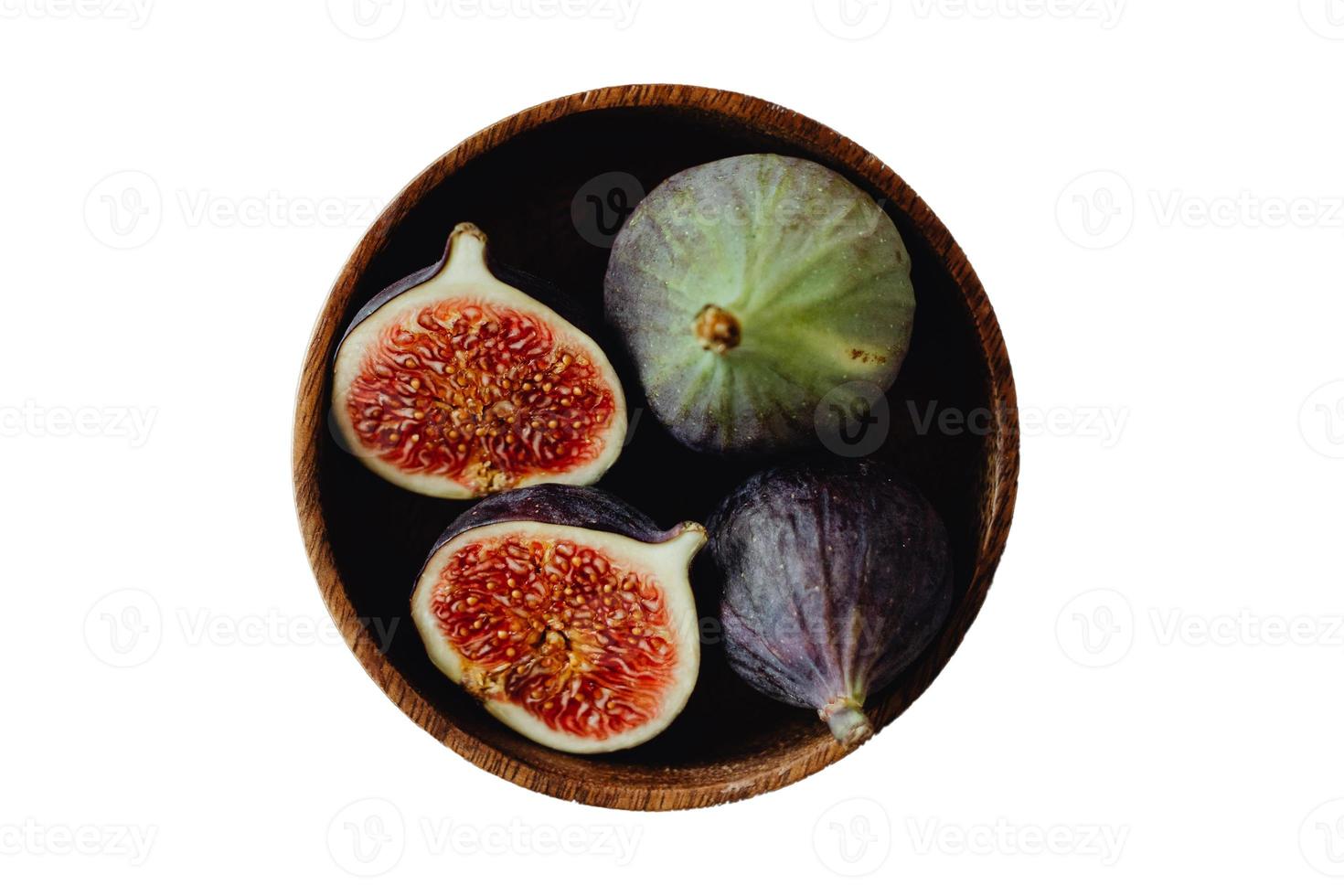 967 Wooden bowl with figs isolated on a transparent background photo