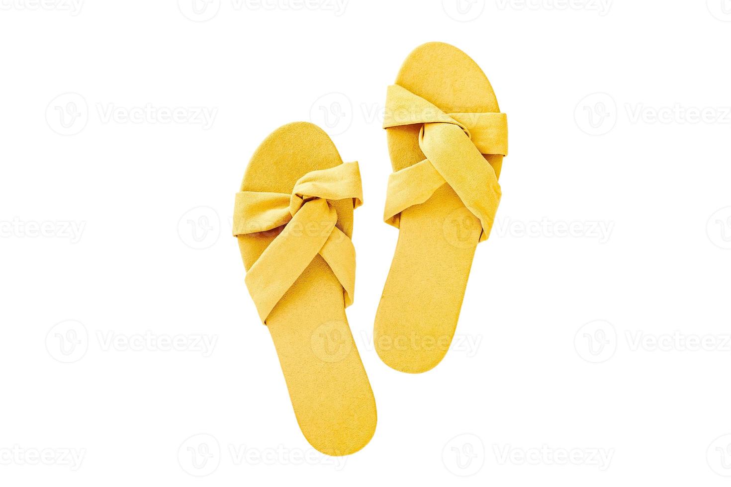 1411 Yellow sandals isolated on a transparent background photo