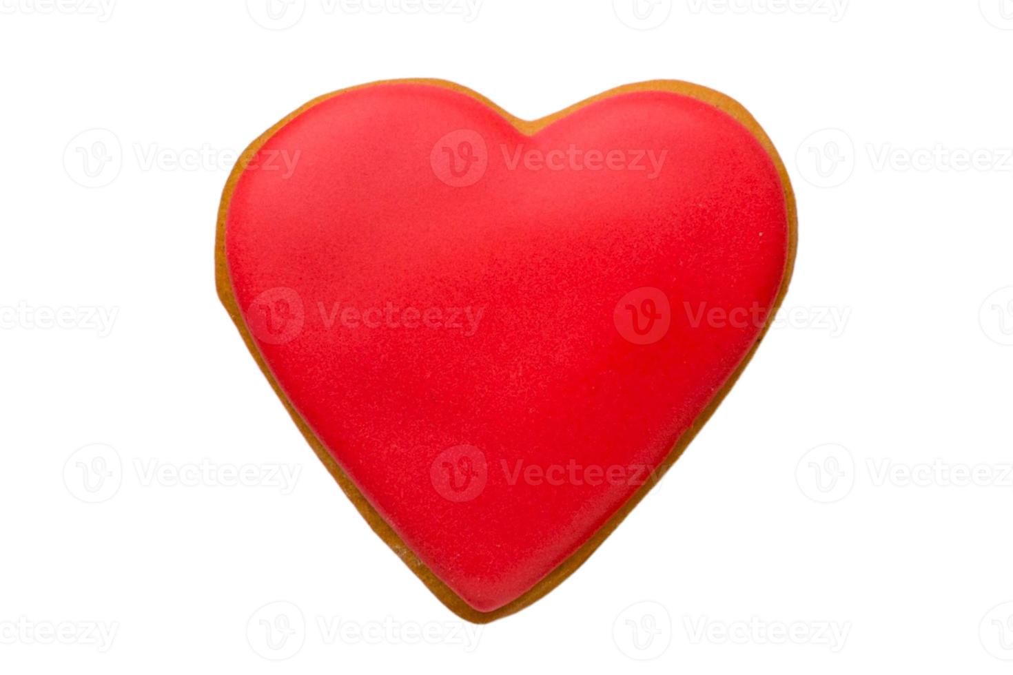 1527 Red heart cookie isolated on a transparent background photo