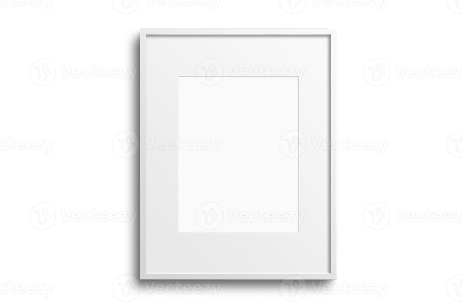 114 White portrait picture frame mockup isolated on a transparent background photo