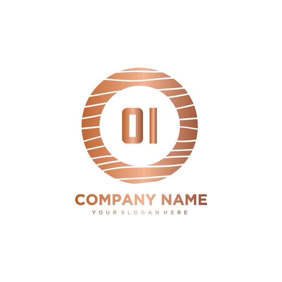 OI Initial Letter circle wood logo template vector