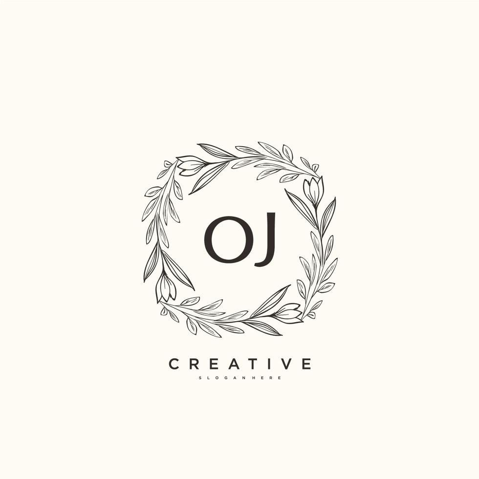 OJ Beauty vector initial logo art, handwriting logo of initial signature, wedding, fashion, jewerly, boutique, floral and botanical with creative template for any company or business.