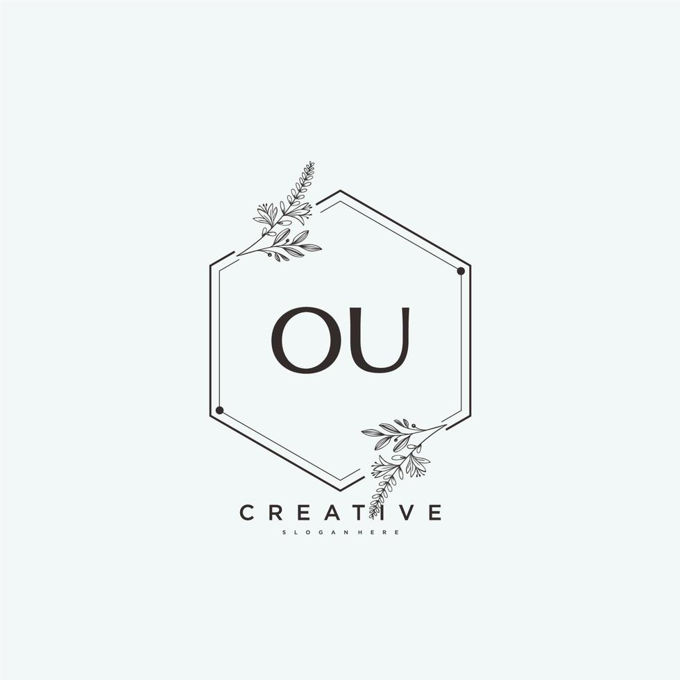 OU Beauty vector initial logo art, handwriting logo of initial signature, wedding, fashion, jewerly, boutique, floral and botanical with creative template for any company or business.