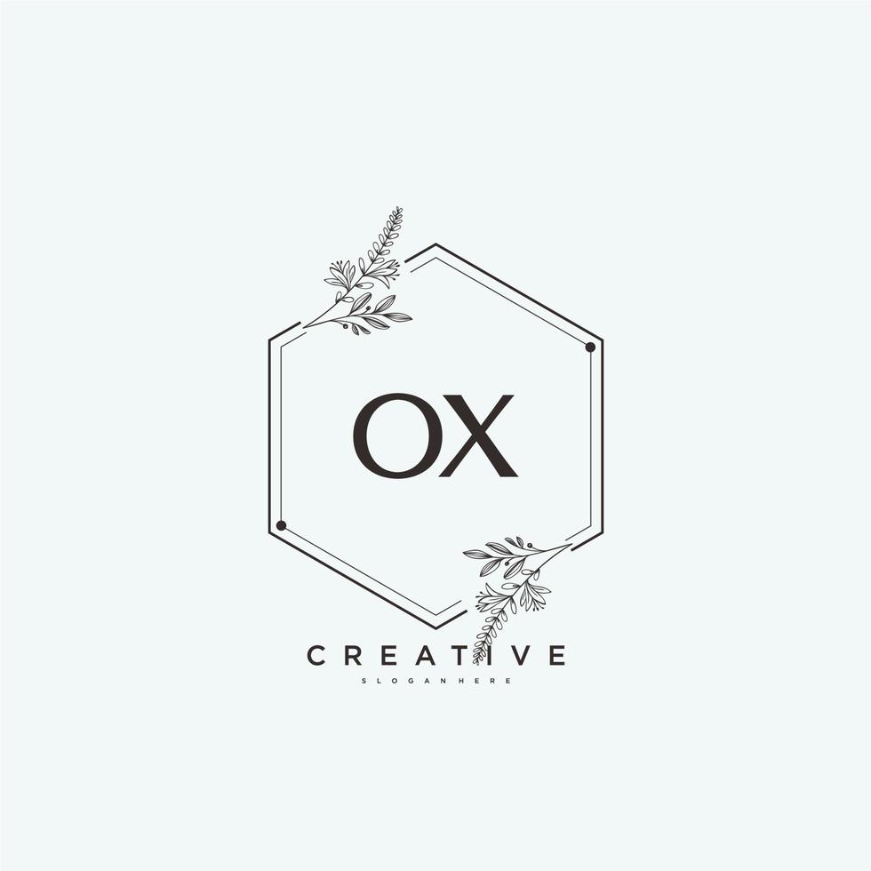 OX Beauty vector initial logo art, handwriting logo of initial signature, wedding, fashion, jewerly, boutique, floral and botanical with creative template for any company or business.