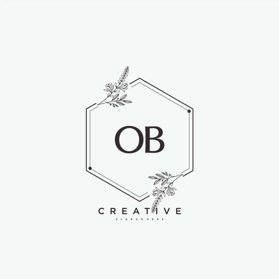 OB Beauty vector initial logo art, handwriting logo of initial signature, wedding, fashion, jewerly, boutique, floral and botanical with creative template for any company or business.