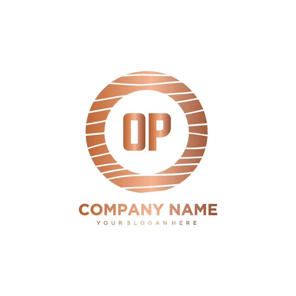 OP Initial Letter circle wood logo template vector