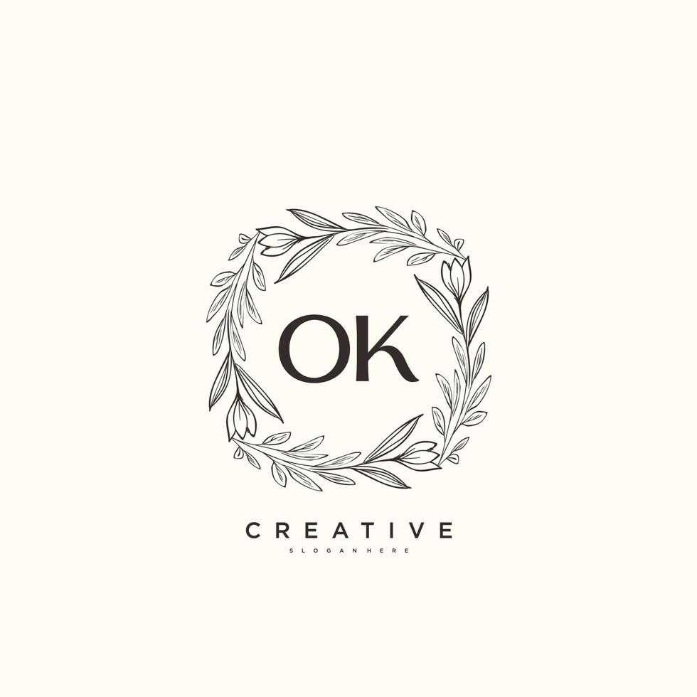 OK Beauty vector initial logo art, handwriting logo of initial signature, wedding, fashion, jewerly, boutique, floral and botanical with creative template for any company or business.