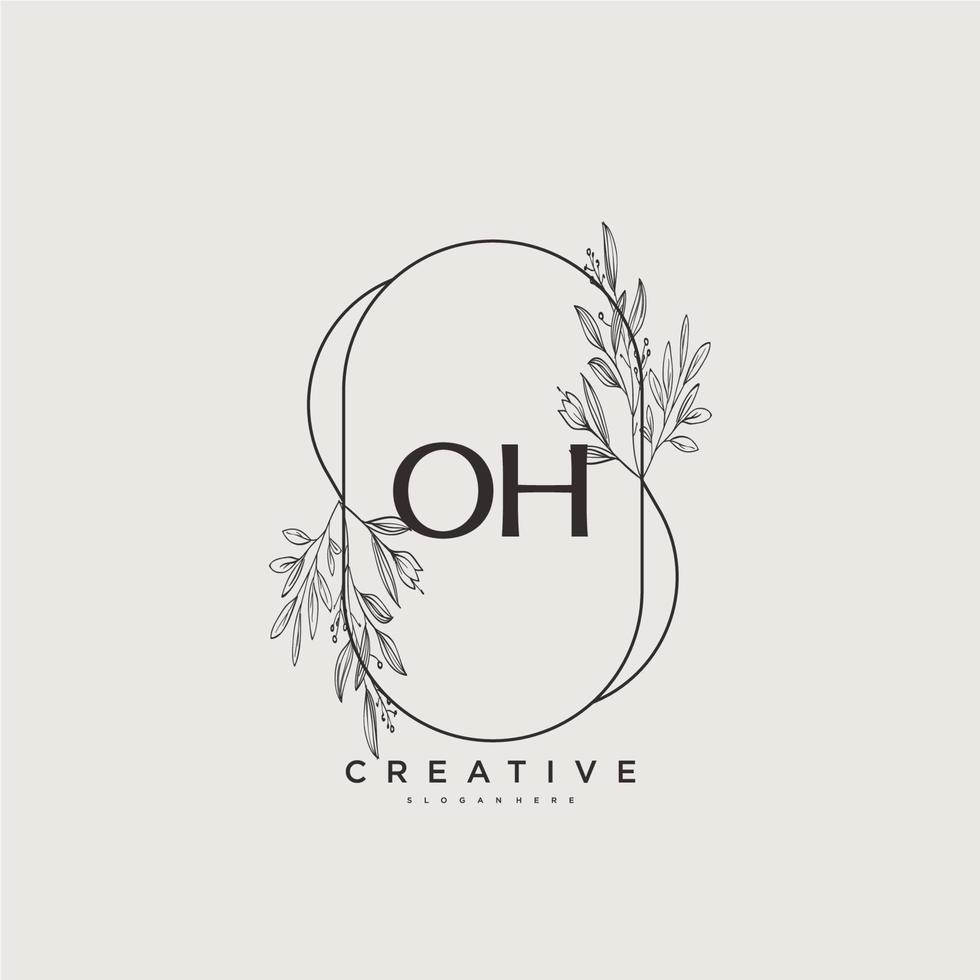 OH Beauty vector initial logo art, handwriting logo of initial signature, wedding, fashion, jewerly, boutique, floral and botanical with creative template for any company or business.