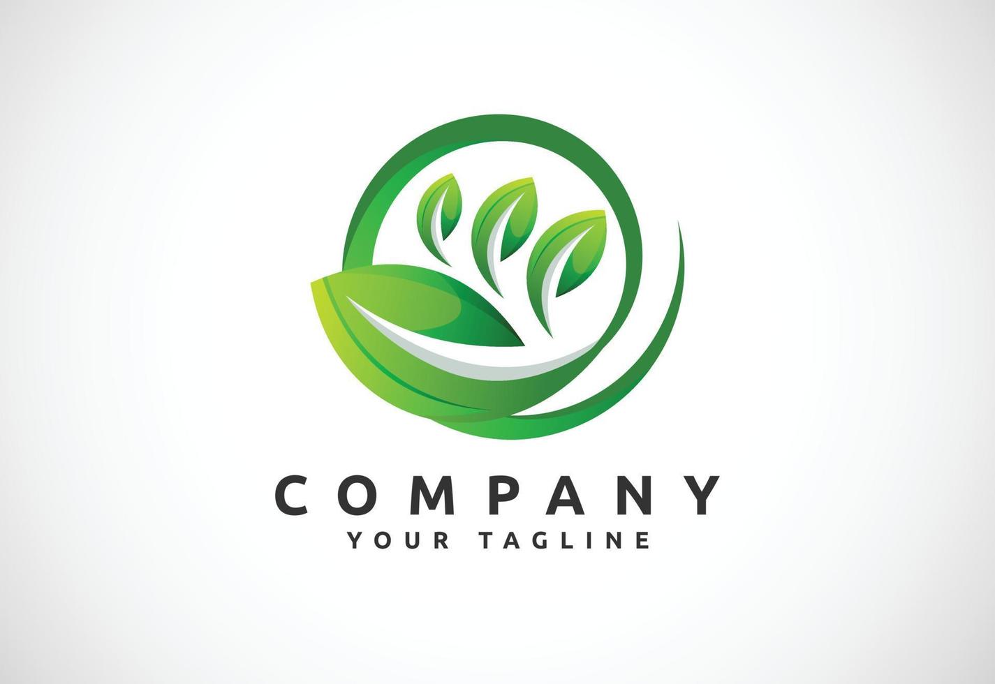 Leaf icon sign symbol, Gradient green leaf, Organic logo design vector illustration