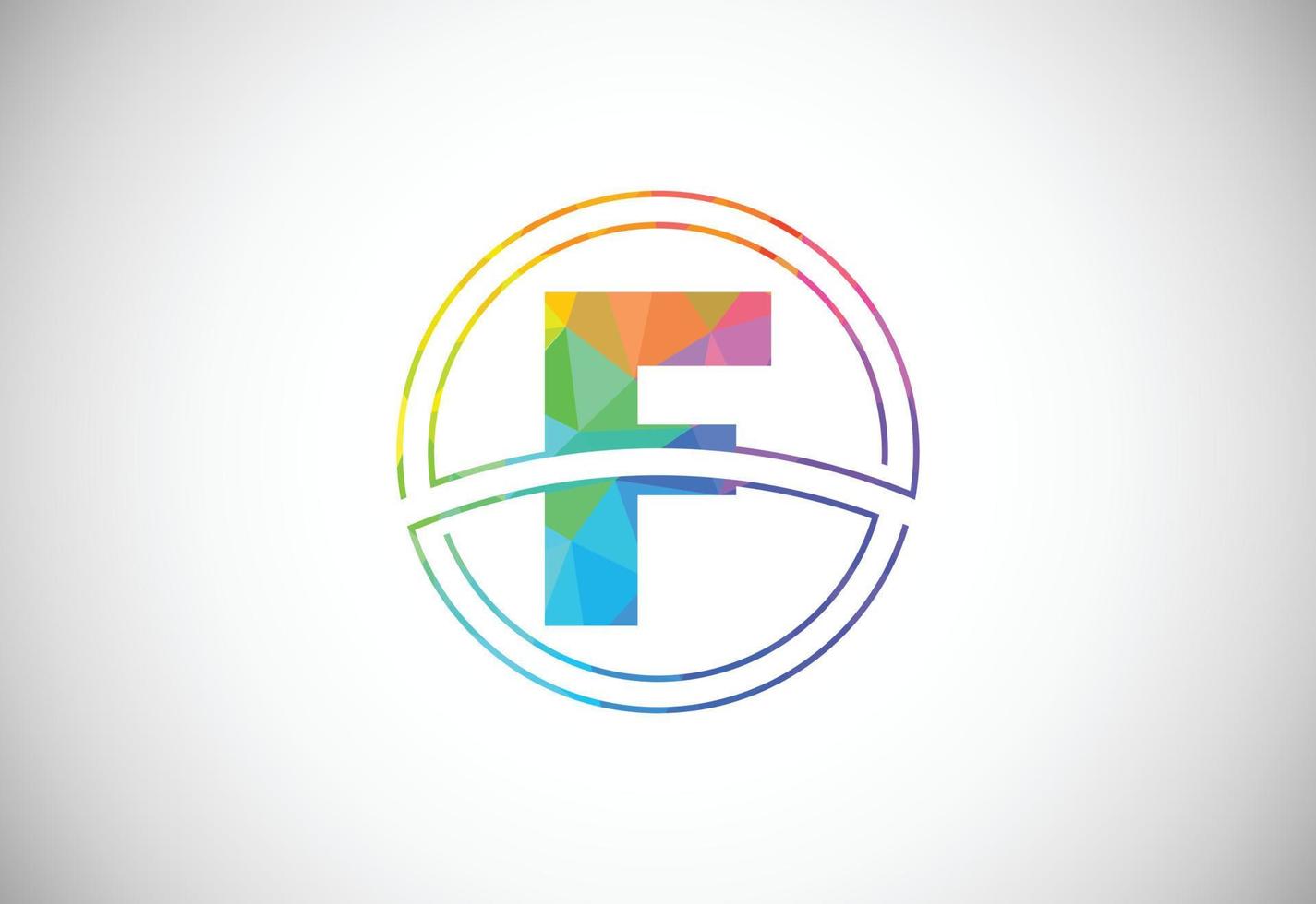 Low poly style letter F with a circle frame. Graphic alphabet symbol for corporate business identity vector