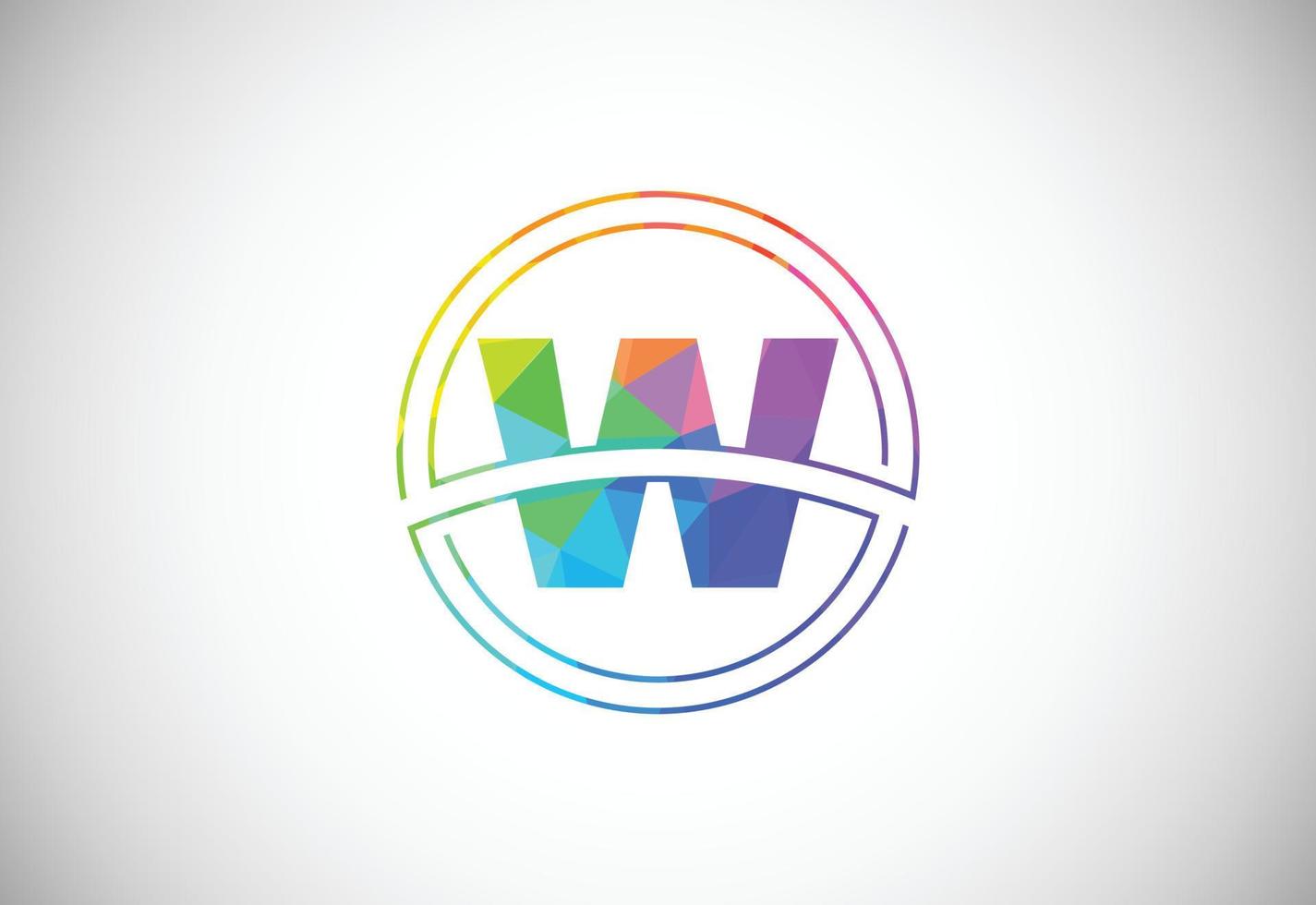 Low poly style letter W with a circle frame. Graphic alphabet symbol for corporate business identity vector