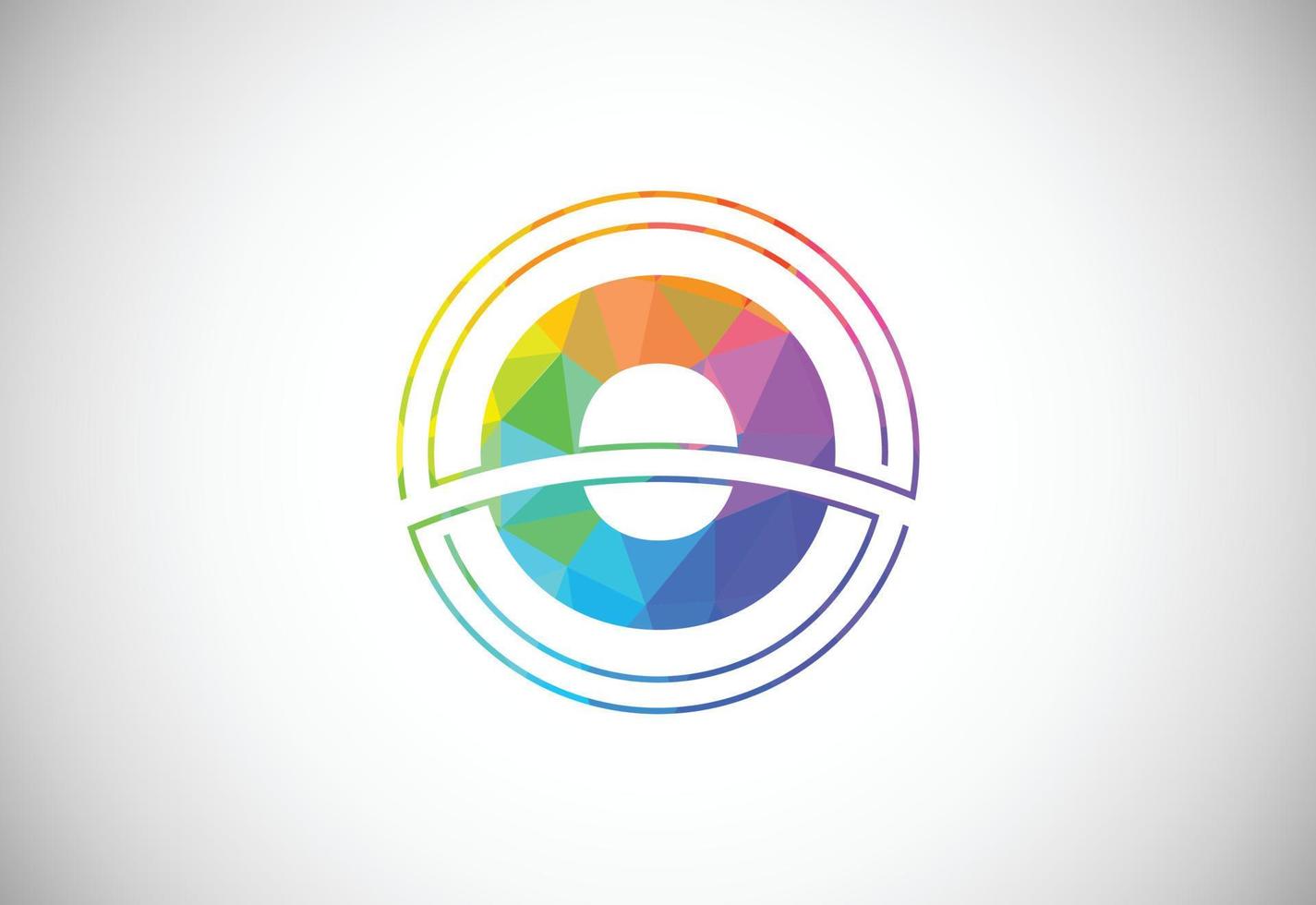 Low poly style letter O with a circle frame. Graphic alphabet symbol for corporate business identity vector