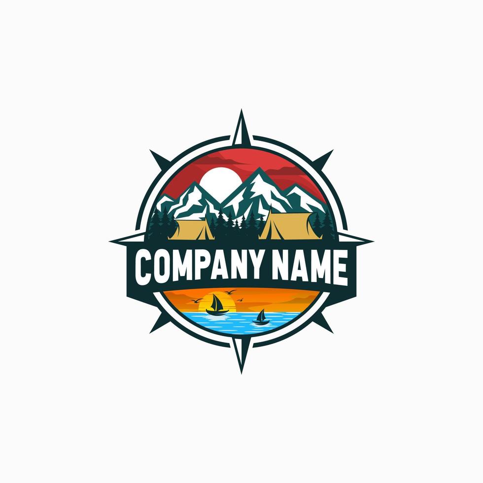 Mountain camp logo design vector illustration